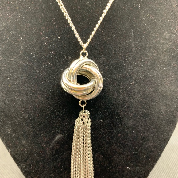 Silver Infinity Knot with Tassel Necklace - Picture 3 of 5